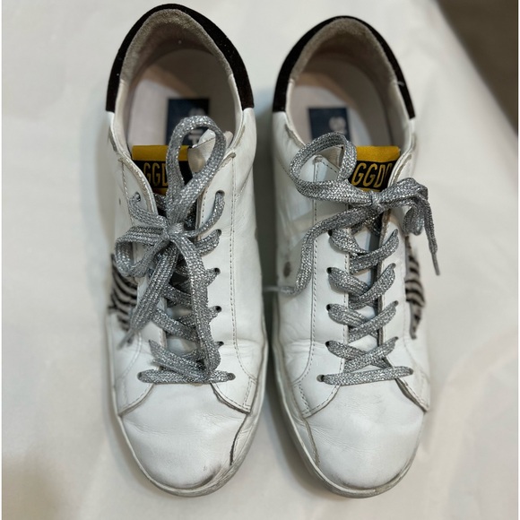 GOLDEN GOOSE Deluxe Brand Superstar Zebra-Striped Star Sneakers Size 9.5 - Picture 6 of 14